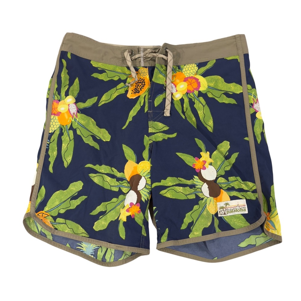 Patagonia Mens Size 31 Blue Tropical Fruit Pataloha 7.5" Swim Board ShortsTrunks